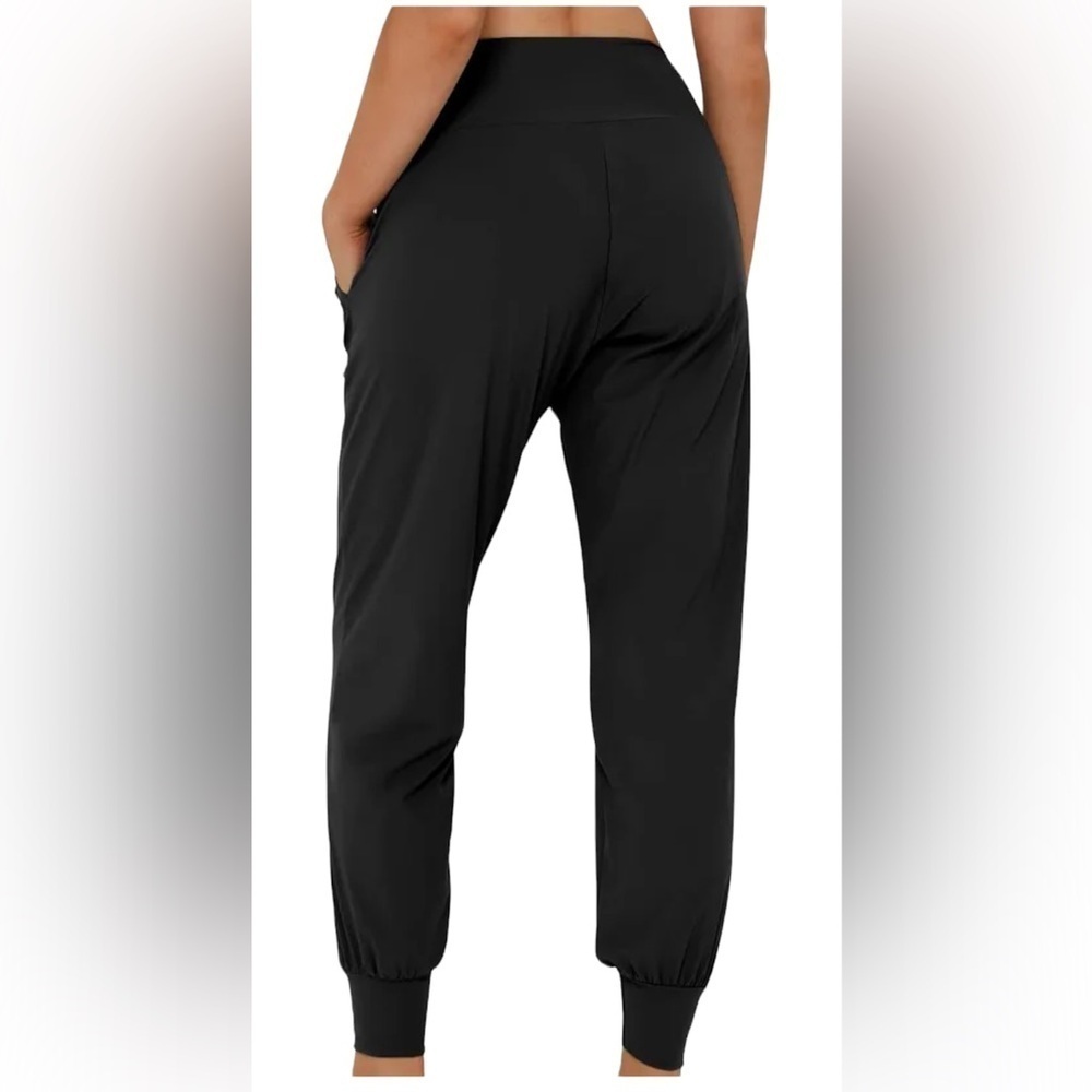 Yogalicious high waisted Jogger Pants Side Pockets In Black Sz  M - Picture 14 of 14